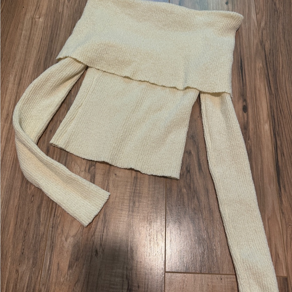 Cream Off-Shoulder Women's Sweater